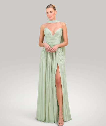 Dlhé elegantné spoločenské šaty CELINE - zelené
